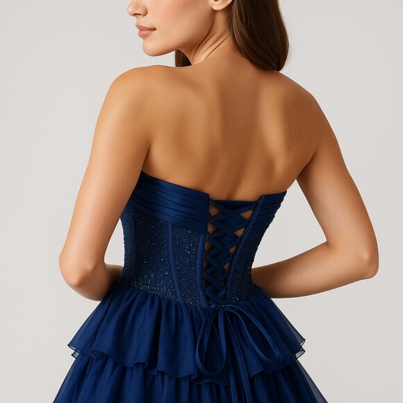 Sherri Hill - 57288 - Hot Fix Corset Gown and Ruffle Slit Skirt - Lilac/12 - Picture 3 of 3